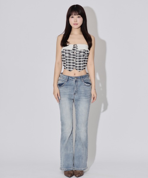 ALLuRing ChaRm チューブトップ ベアトップ Tweed-style Block Check