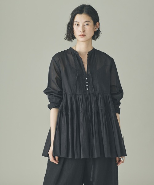 人気完売 カレンソロジー ¥29700 オーガン ギャザー ブラウス  リネン Curensology（カレンソロジー） ブラウス シャツ /オーガンギャザー