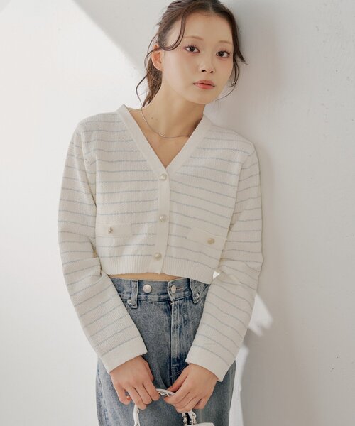 千代　チシロ　chishiro レディース　反応デニムローブ　コートカーディガン Chico（チコ） カーディガン 「WEB限定カラーあり」金ボタンVネック