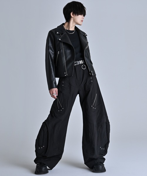 「ADRER」 ライダースジャケット X-SMALL ブラック メンズ_画像4