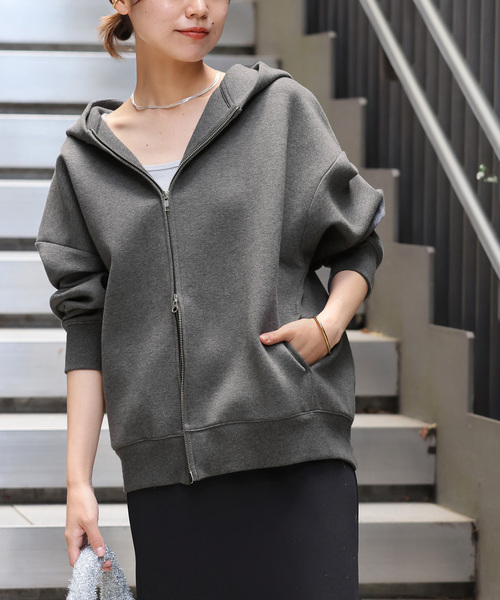 「JOURNAL STANDARD relume」 ジップアップパーカー FREE チャコールグレー レディースの画像
