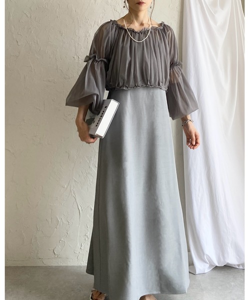 She's Closet パーティードレス ワンピース チュールシアー ボレロ