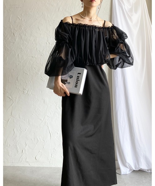 She's Closet パーティードレス ワンピース チュールシアー ボレロ