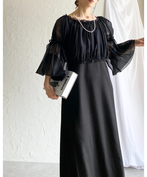 She's Closet パーティードレス ワンピース チュールシアー ボレロ