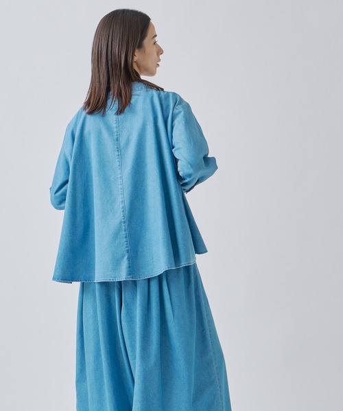 「Kelen」 長袖ブラウス S ライトインディゴブルー レディース_画像9