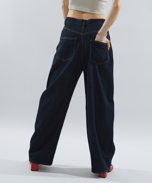 「Aunt Marie's」 デニムパンツ LARGE ライトブルー レディース_画像4