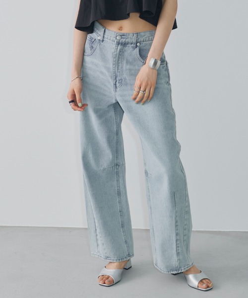 「Aunt Marie's」 デニムパンツ LARGE ライトブルー レディース_画像5