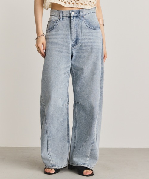 「Aunt Marie's」 デニムパンツ LARGE ライトブルー レディース_画像7