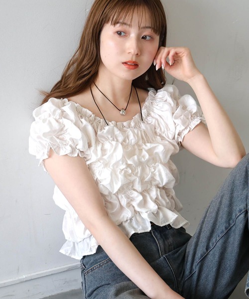 t⭐︎2枚組半袖ブラウス長袖トップス tiptop（ティップトップ） ブラウス シャツ 半袖 ランダムシャーリング
