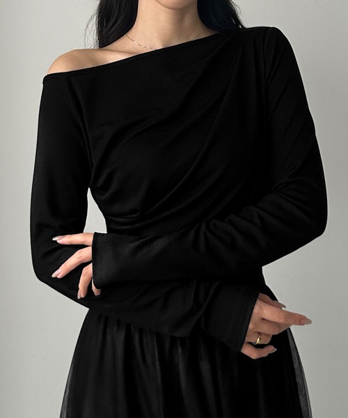 「Louere」 長袖カットソー X-LARGE ブラック レディース_画像6