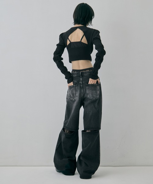 ワイドパンツ ジーンズ デニム デニムパンツ レディースの画像