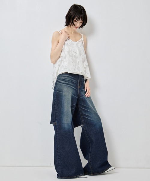 ワイドパンツ ジーンズ デニム デニムパンツ レディースの画像
