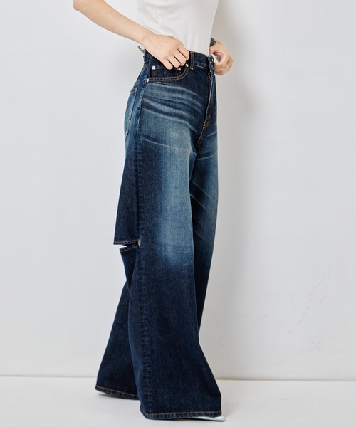 ワイドパンツ ジーンズ デニム デニムパンツ レディースの画像