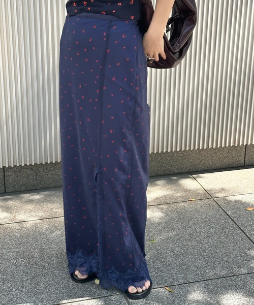 Ameri（アメリ） ロング スカート 夏 MEDI FRUIT DOT VEIL SKIRT