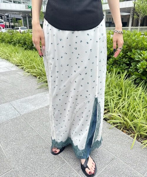 Ameri（アメリ） ロング スカート 夏 MEDI FRUIT DOT VEIL SKIRT