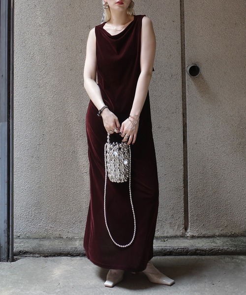 Ameri（アメリ） パーティードレス ドレス DRAPE CURVE VELOUR DRESS