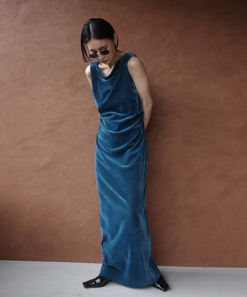 Ameri（アメリ） パーティードレス ドレス DRAPE CURVE VELOUR DRESS