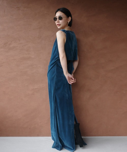 Ameri（アメリ） パーティードレス ドレス DRAPE CURVE VELOUR DRESS
