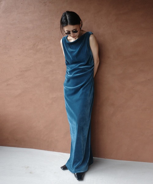 Ameri（アメリ） パーティードレス ドレス DRAPE CURVE VELOUR DRESS