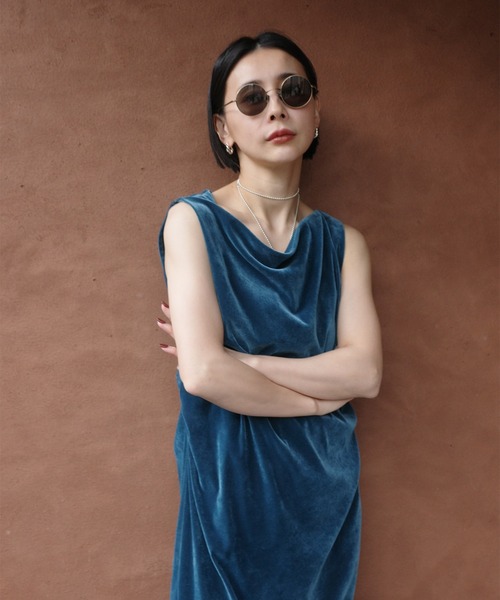 【ANDANTE】AMERI VELOUR ドレス Ameri（アメリ） パーティードレス ドレス DRAPE CURVE VELOUR DRESS