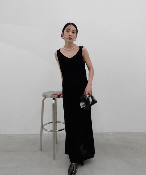 Ameri（アメリ） パーティードレス ドレス DRAPE CURVE VELOUR DRESS