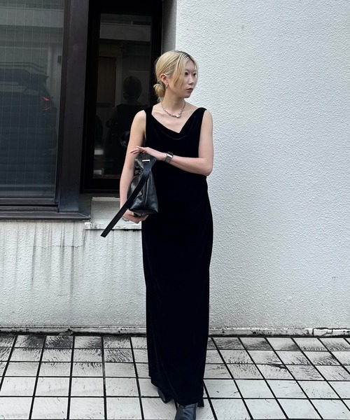 Ameri（アメリ） パーティードレス ドレス DRAPE CURVE VELOUR DRESS