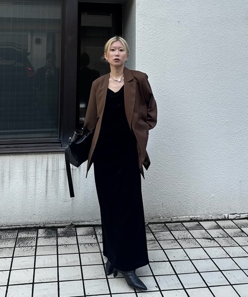 Ameri（アメリ） パーティードレス ドレス DRAPE CURVE VELOUR DRESS