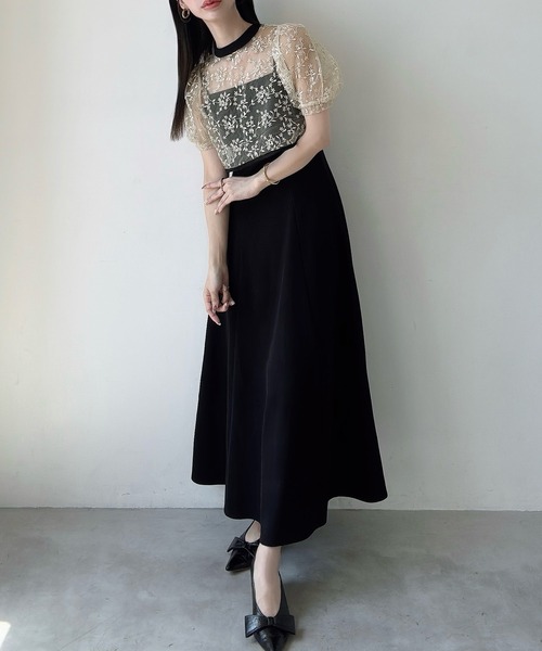「Meiru」 コンビワンピース MEDIUM チャコール レディース_画像3