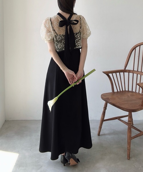 「Meiru」 コンビワンピース MEDIUM チャコール レディース_画像4