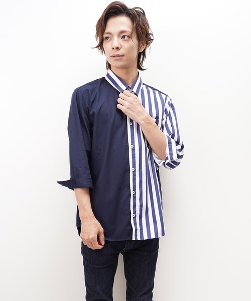 Argue Culture 半袖シャツ 光沢 おしゃれ 切り替え 男女兼用 Argue Culture 半袖シャツ ネクタイ ロゴ トップス おしゃれ