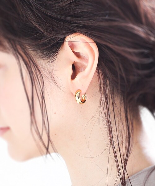 COCOSHNIK ピアス シルバー スモールフープ プランプピアス GP