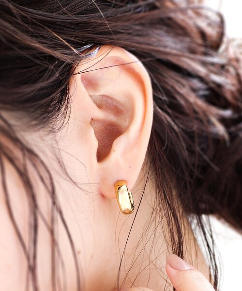 COCOSHNIK ピアス シルバー スモールフープ プランプピアス GP