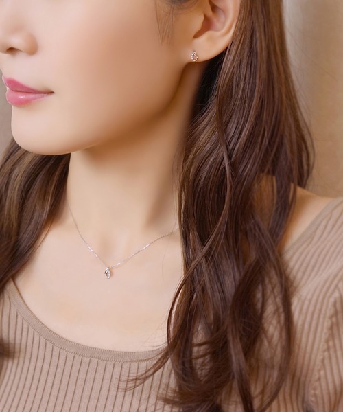 ネックレス K10ダイヤモンド　ティアデザインネックレス( WG) レディースの画像