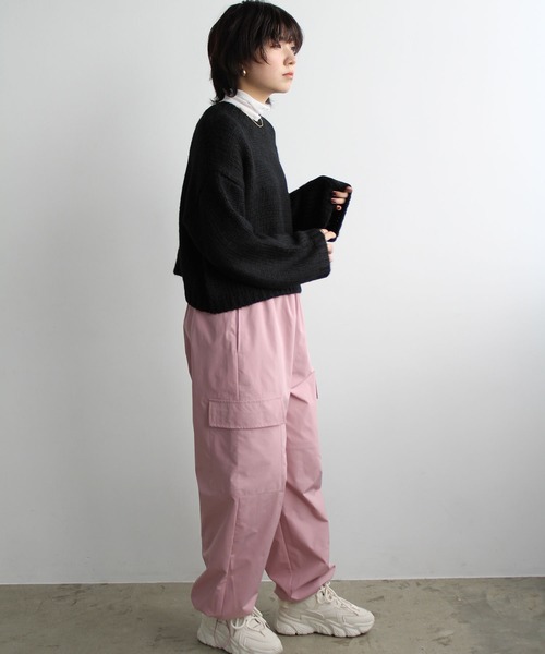 GeeRA カーゴパンツ 裾ドロストカーゴパンツ レディース