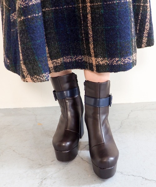 byあしながおじさん ブーツ 厚底チャンキーヒールブーツ 8710541