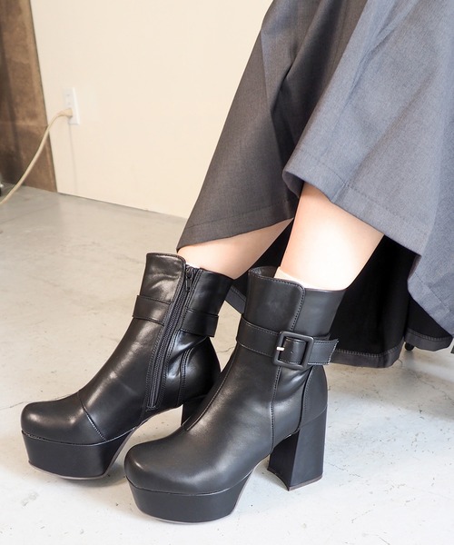 byあしながおじさん ブーツ 厚底チャンキーヒールブーツ 8710541