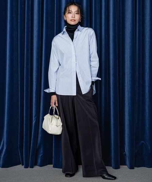 //【定価1.6万】23区 *定番/洗える CANCLINI ベーシックシャツ*40ブラウス白ホワイト薄手トップス(1-2402-317)【50C42】 23区 ブラウス シャツ 「洗える」CANCLINI ベーシック