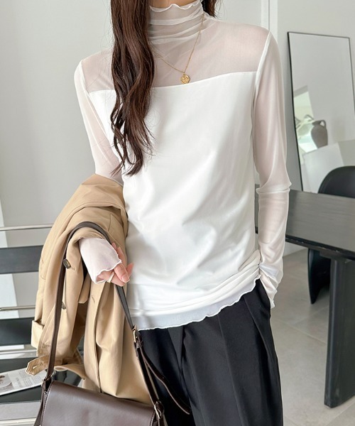 COCOMOMO tシャツ 「裏起毛」 ハイネック シアートップス