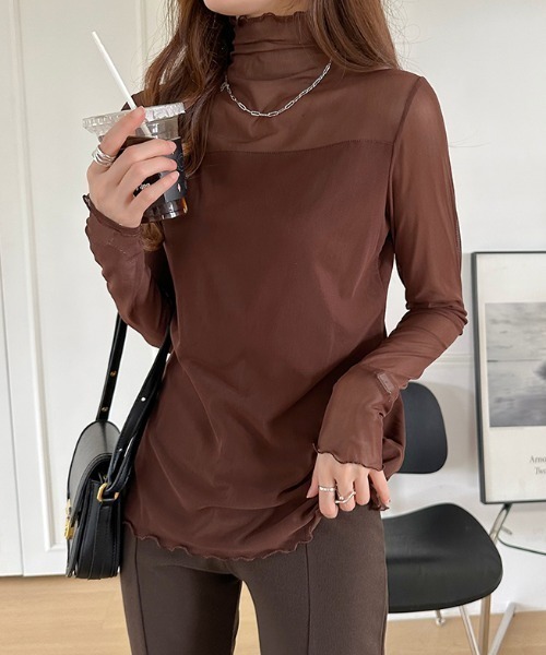 COCOMOMO tシャツ 裏起毛シアートップス ハイネック シアートップス