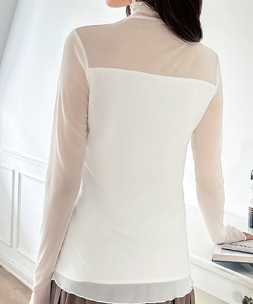 COCOMOMO tシャツ 裏起毛シアートップス ハイネック シアートップス