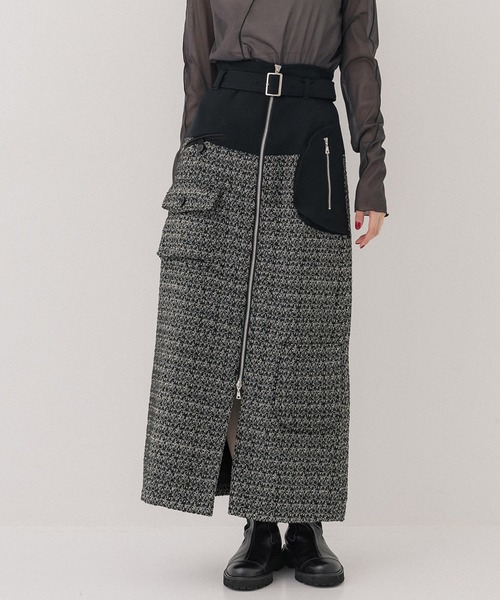 【PUBLIC TOKYO】ツイードコンビスカート【ほぼ新品・サイズ1】 PUBLIC TOKYO（パブリックトウキョウ） スカート ツイードコンビ