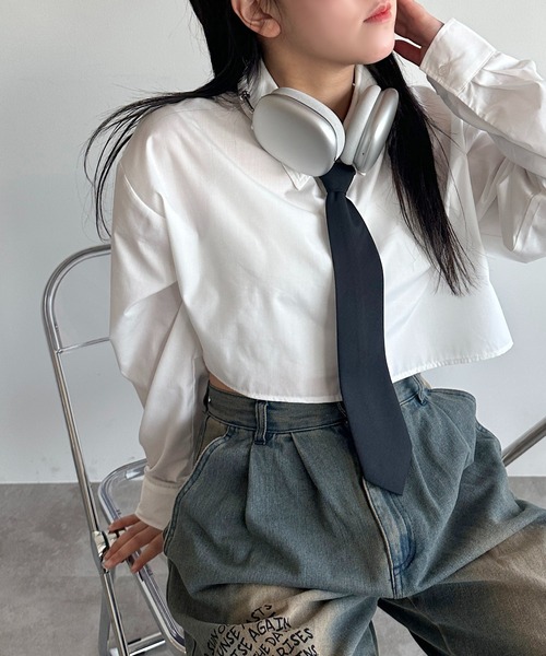 apres jour mignon ブラウス シャツ ネクタイ付きクロップド