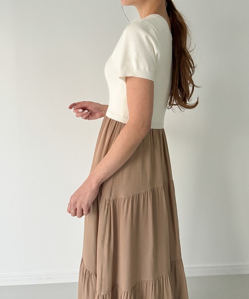 ワンピース ニットドッキングティアードワンピース レディース  