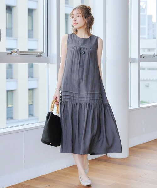 Tiaclasse ワンピース ピンタックロングワンピース : ZOZOTOWN Yahoo