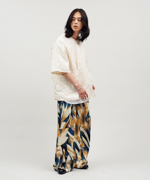 シアーパンツ Aphlotus パンツ 裏付き フロントタック シアーパンツ ムラ染め