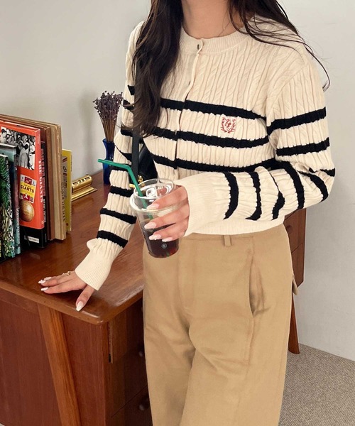 courreges クレージュ　カーディガン　ショート丈　ボーダー courreges クレージュ カーディガン 【公式通販】