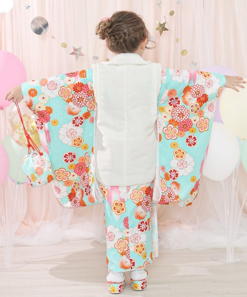 （新品、未着用）　KYOETSU 七五三 3歳 女の子 着物 KYOETSU 着物 3歳七五三着物9点セット 無地被布 キッズ 子供