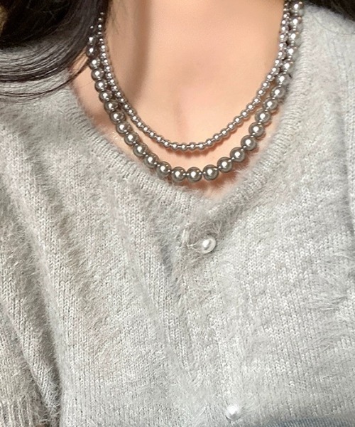 yu-ka ネックレス YU-KA:グレーパール2連ネックレス レディース