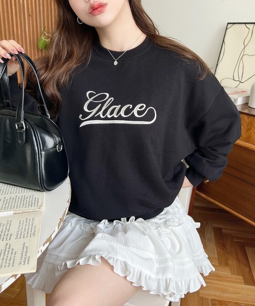 moment+ トレーナー スウェット 裏毛ロゴ刺繍スウェットプルオーバー