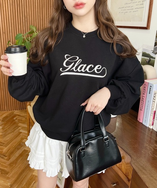 moment+ トレーナー スウェット 裏毛ロゴ刺繍スウェットプルオーバー